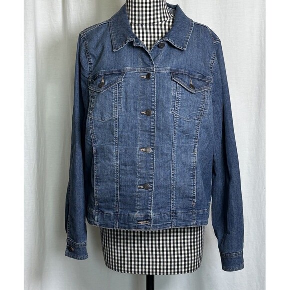 Croft & Barrow Jean Jacket Blue Denim Button Up Women’s Size Large 4 Pocket - Picture 1 of 8